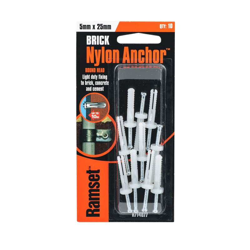 Ramset 5 x 25mm Brick Nylon Anchor 10 Pack Bunnings Warehouse