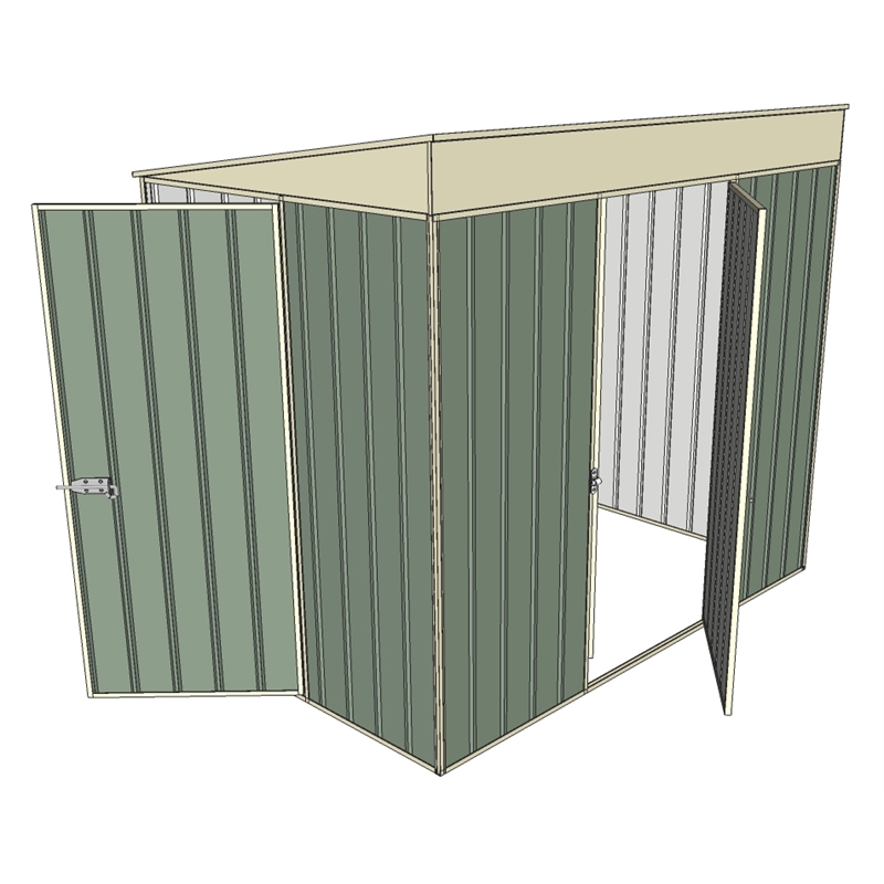 Build-a-Shed 1.5 x 2.3m Green Skillion Two Single Hinged Doors Narrow ...