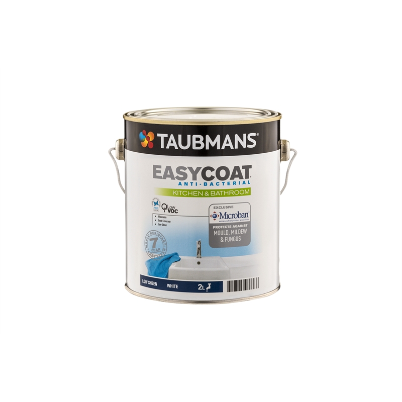 Taubmans 2L Easycoat Low Sheen White Kitchen & Bathroom