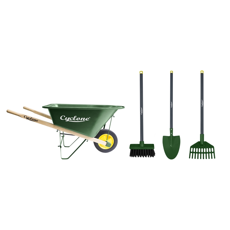 Kids 3 Piece Wheelbarrow With Tools | Bunnings Warehouse