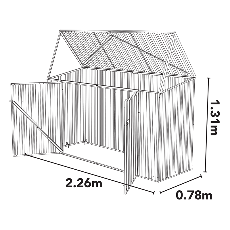 Absco Sheds 2.26 x 0.78 x 1.31m Bike Shed - Monument 