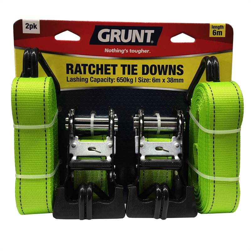 Grunt 38mm x 6m Ratchet Tie Down 2 Pack Bunnings Warehouse