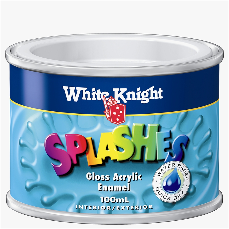 White Knight 100ml Splashes Gloss White Enamel Paint I/N 1565847