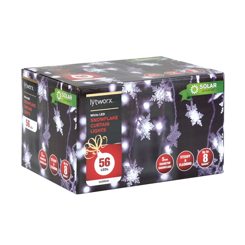 Lytworx 56 LED Solar Snowflake Curtain Lights Bunnings Warehouse