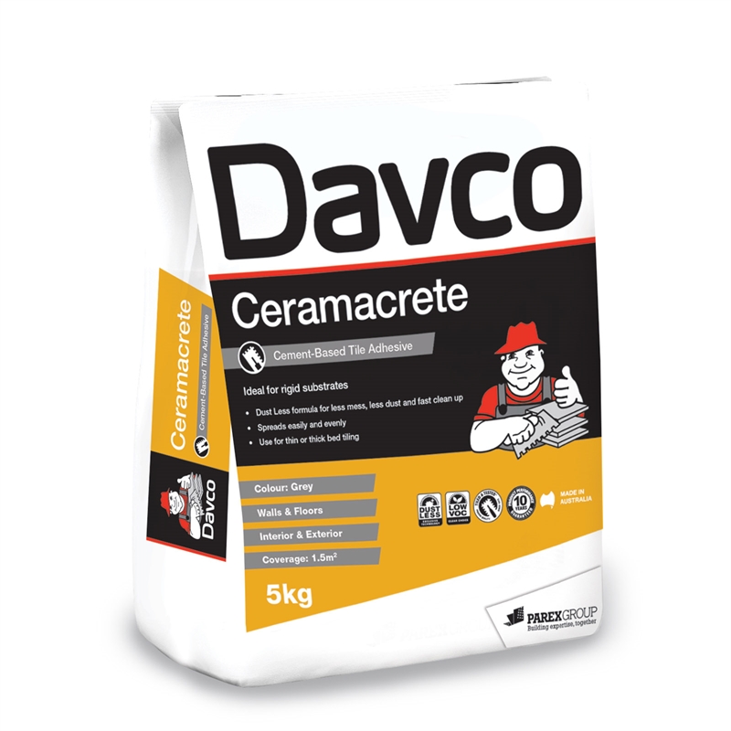 Davco 5kg Ceramacrete Cement Base Tile Adhesive | Bunnings Warehouse