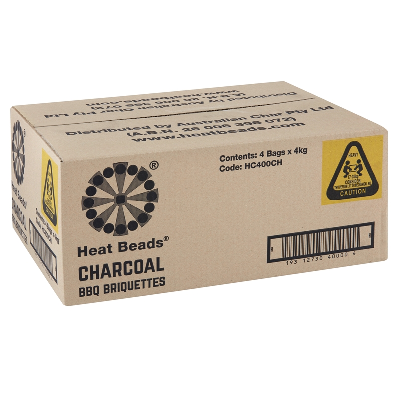 Heat Beads 16kg Charcoal BBQ Briquettes 4 x 4kg Carton Bunnings