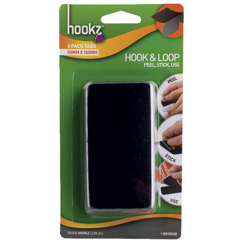 Hookz 50x100mm Hook & Loop Strip 6pk Blk Bunnings Warehouse