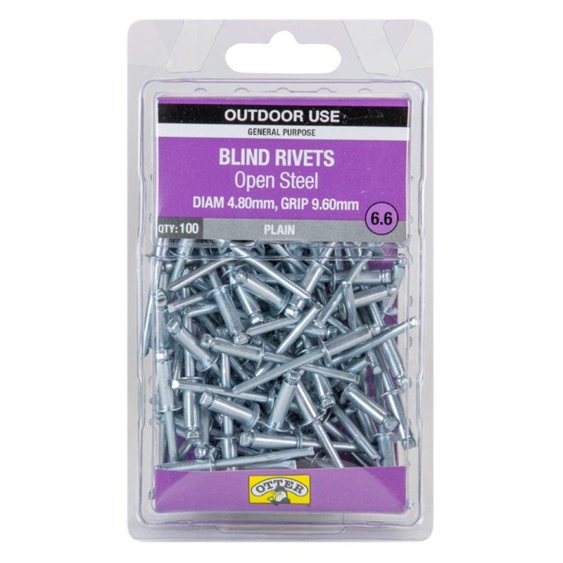 Otter 4.8 x 9.6mm Open Steel Blind Rivets 100 Pack Bunnings Warehouse