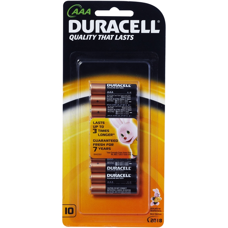 Duracell AAA Alkaline Batteries 10 Pack I/N 4410180 Bunnings Warehouse