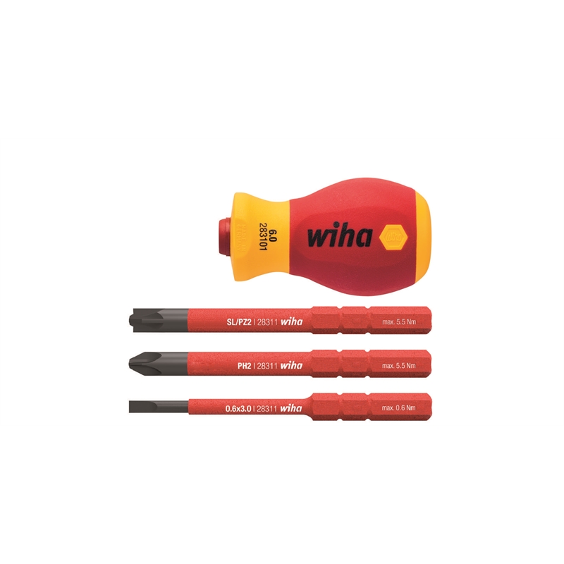 Wiha VDE Stubby Screwdriver Set with 3 Bits Bunnings Warehouse