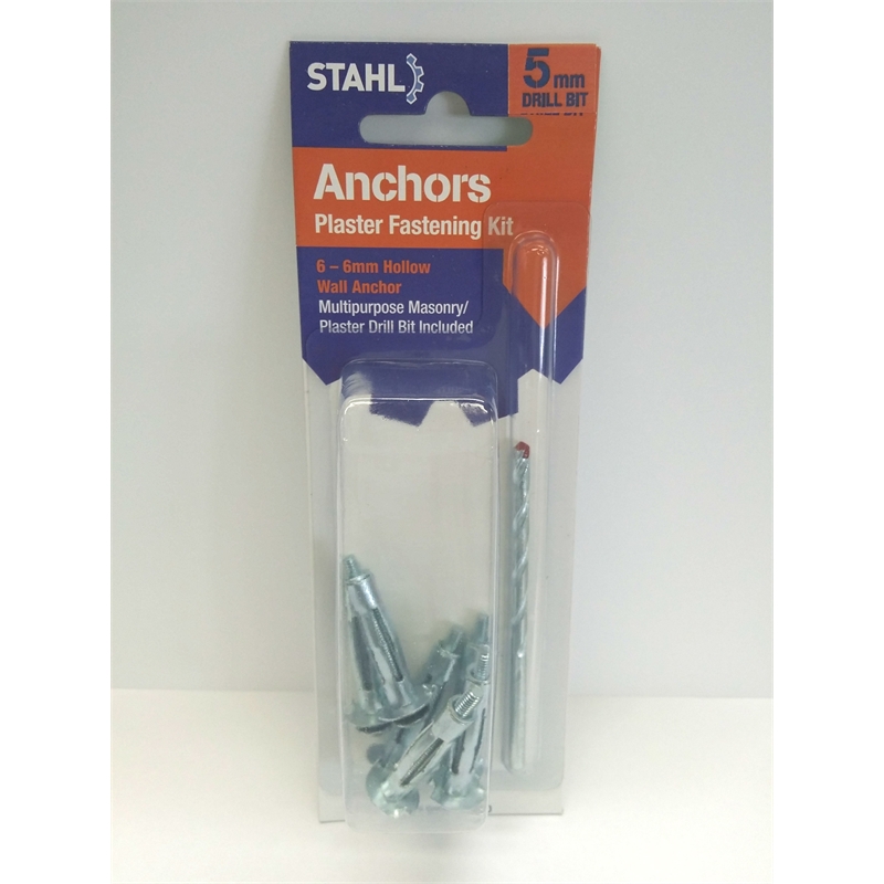 Stahl 5mm Drill Bit With 6mm Hollow Wall Anchor Plaster Fastening Kit