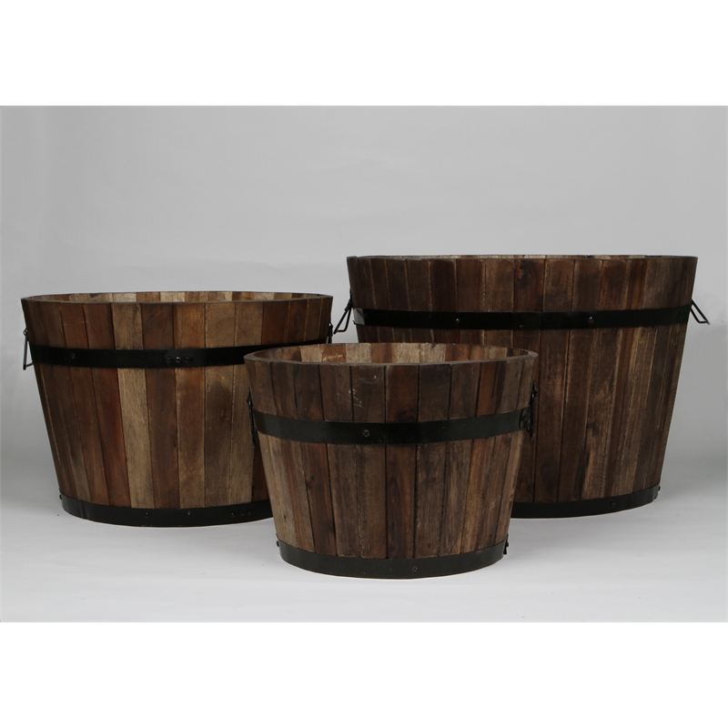 Tuscan Path 37cm Half Barrel Wooden Planter I/N 2890296 