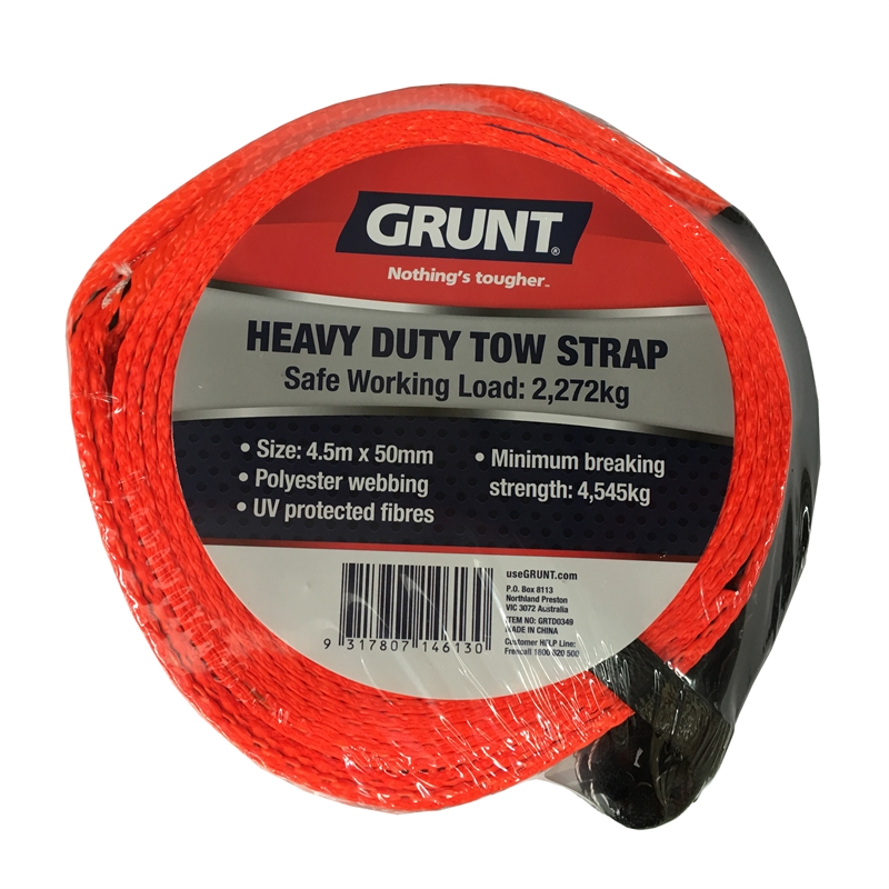 Grunt 50mm x 4.5m 4454kg Orange Heavy Duty Tow Strap Bunnings Warehouse