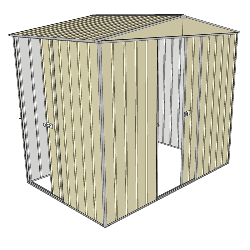 Build-a-Shed 2.3 x 1.5m Cream Front Gable Two Single Sliding Doors 