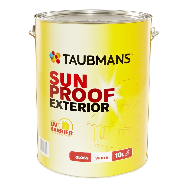 Taubmans Sunproof 10L Gloss White Exterior Paint I/N Taubmans Sunproof 10L Gloss White Exterior Paint I/N