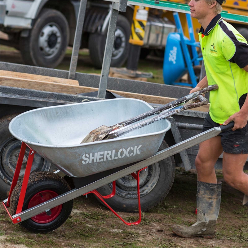 Sherlock 100L Trade Tough Galvanised Steel Tray Wheelbarrow