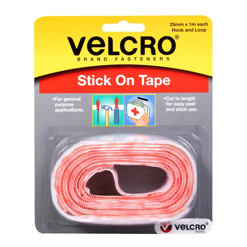 Stick On Strip Velcro 25mm 1m White Vl25571 I/N 3960004 Bunnings