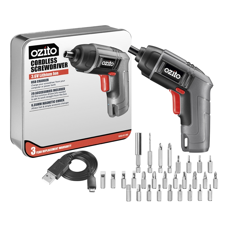 Ozito 3.6V LiIon Cordless Screwdriver