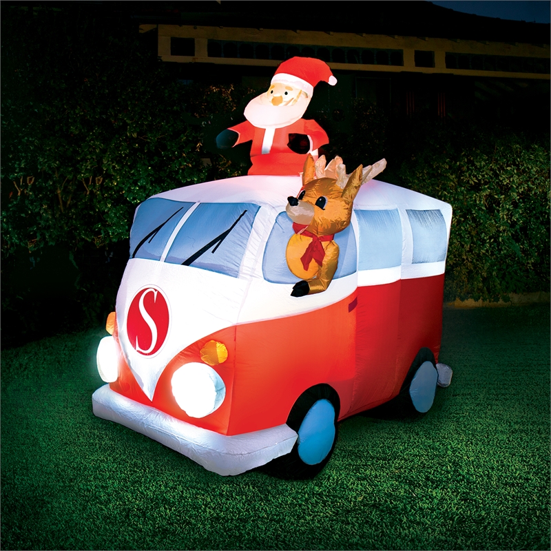 Lytworx 180cm Inflatable Santa Reindeer In Kombie Van | Bunnings Warehouse