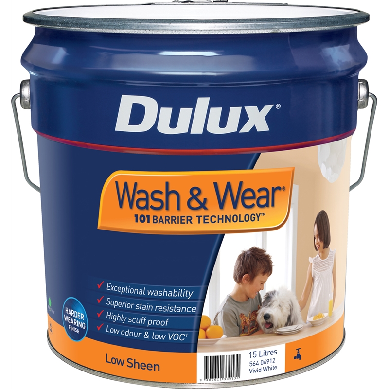 Dulux Wash And Wear 101 15L Low Sheen White Interior Paint I/N 1400279 ...