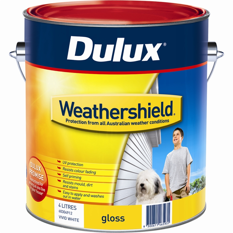  Dulux  Weathershield 4L Gloss  Bold Yellow Exterior Paint 