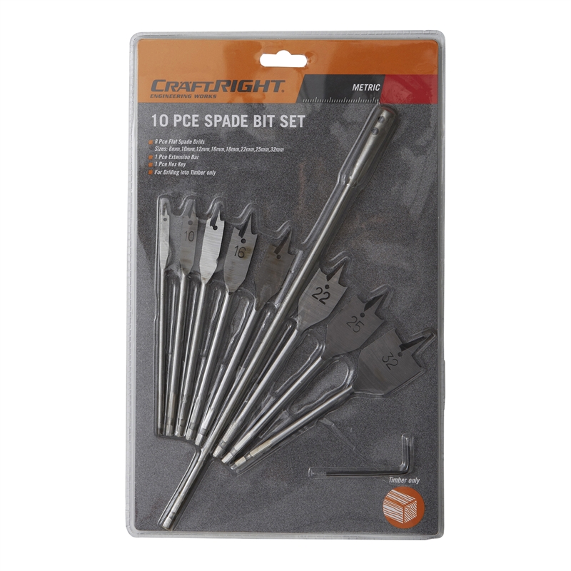 Craftright 10 Piece Spade Drill Bit Set I/N 6360080 Bunnings Warehouse