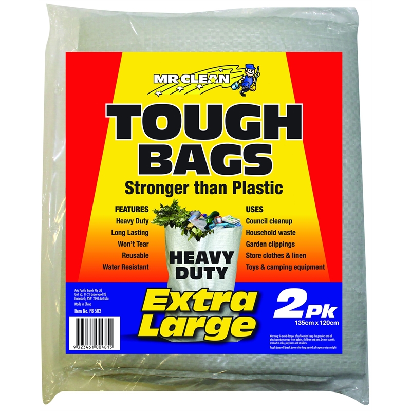 Mr Clean 135 x 120cm Extra Large Tough Garbage Bags 2 Pack I/N