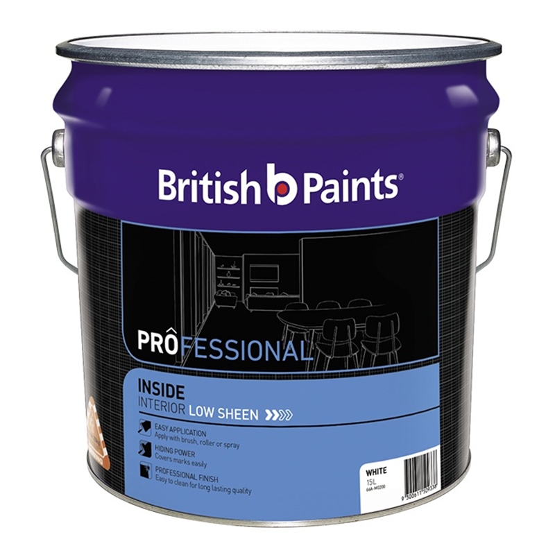 British Paints 15L White Professional Interior Low Sheen