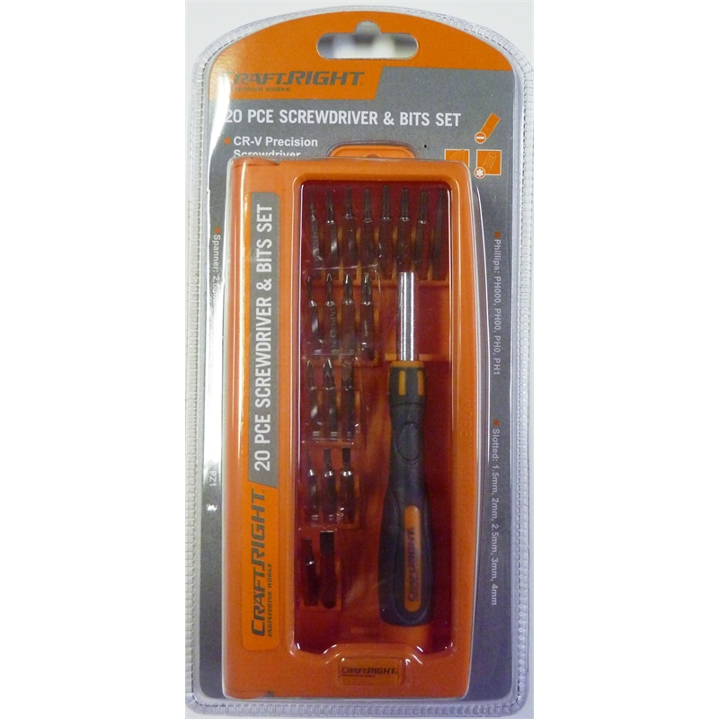 Craftright Precision Screwdriver Set 20 Pack I/N 6060100 Bunnings