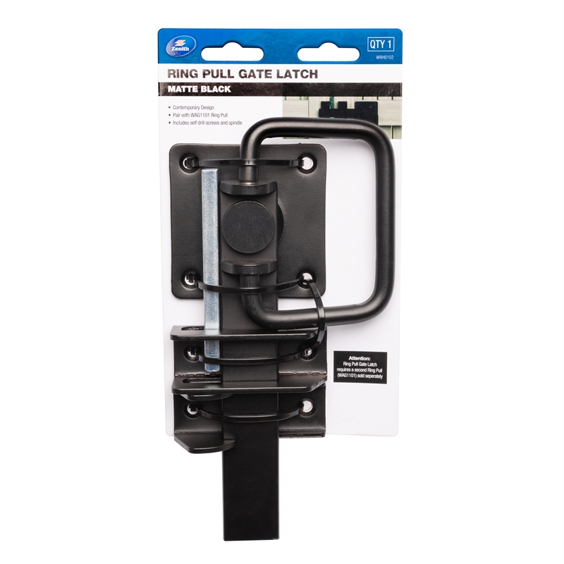 Zenith Matte Black Ring Pull Gate Latch Bunnings Warehouse
