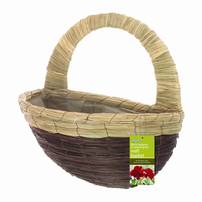 Gardman 40cm Black Seagrass Wall Hanging Basket I/N 2890814 Bunnings Warehouse