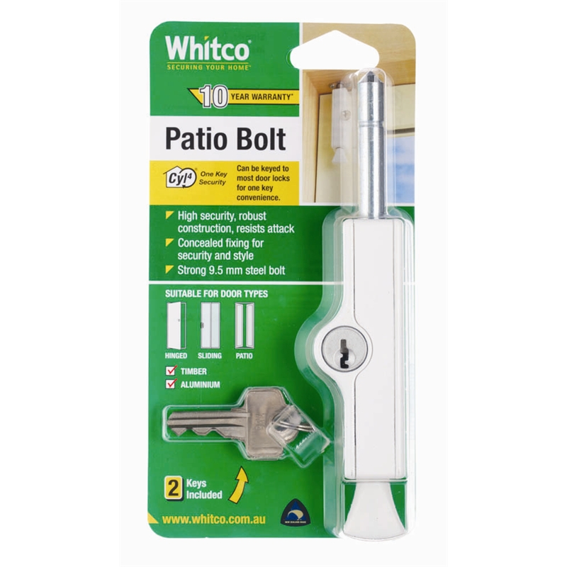 Whitco White CYL4 Patio Bolt Bunnings Warehouse
