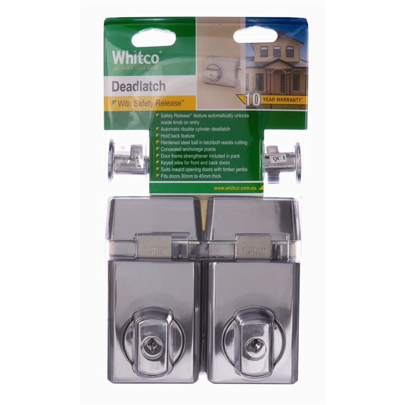 Whitco Chrome Double Cylinder Deadlatch 2 Pack Bunnings Warehouse
