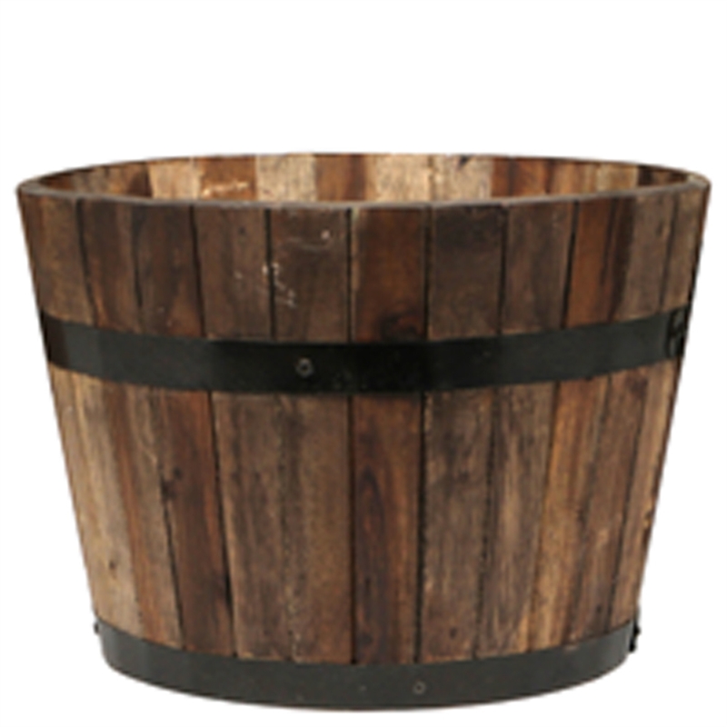 Tuscan Path 37cm Half Barrel Wooden Planter Bunnings 