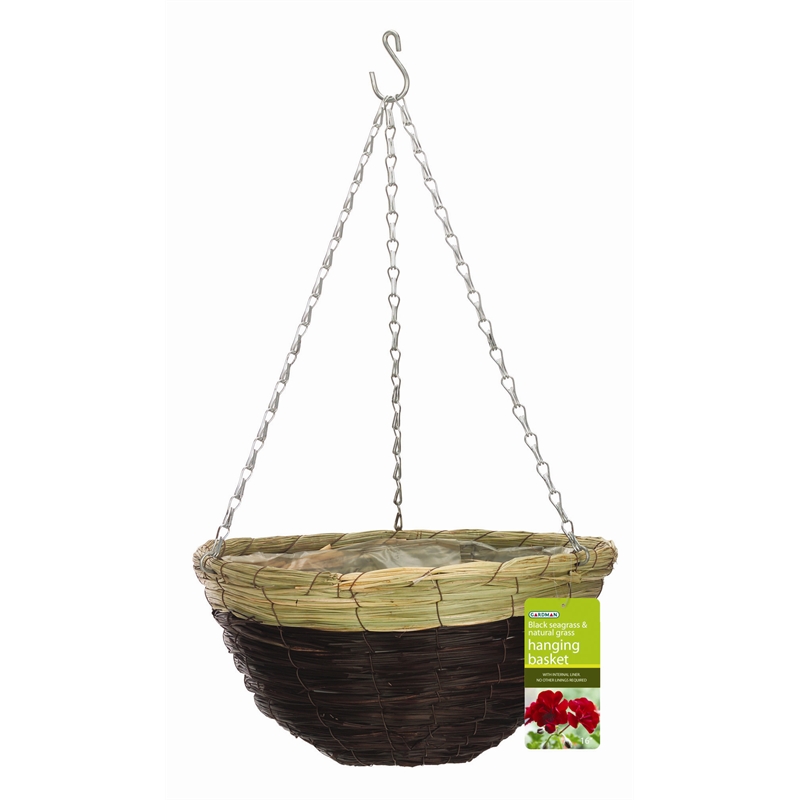 Gardman 35cm Black Seagrass Hanging Basket In 2890812 Bunnings Warehouse 6411