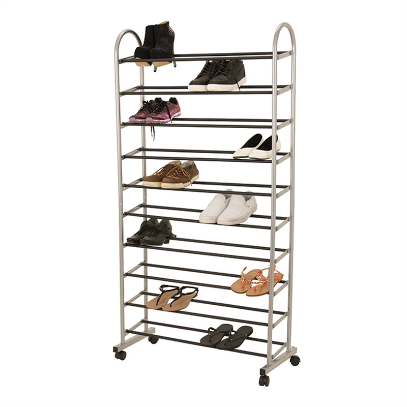 All Set 149 x 77 x 32cm 10 Tier Shoe Rack with Wheels | Bunnings Warehouse