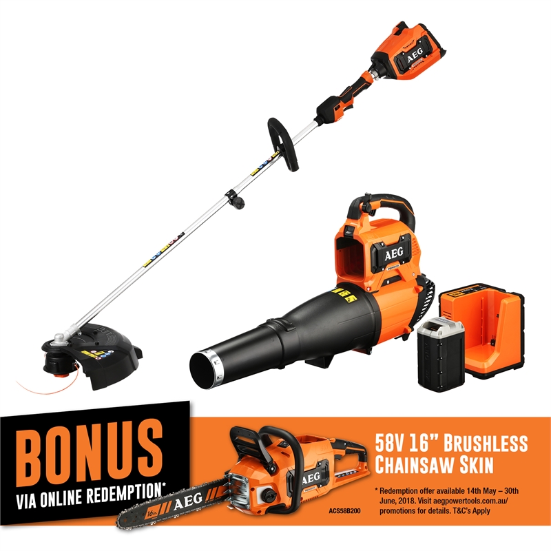 AEG 58V Blower and Line Trimmer Combo Kit Bunnings Warehouse