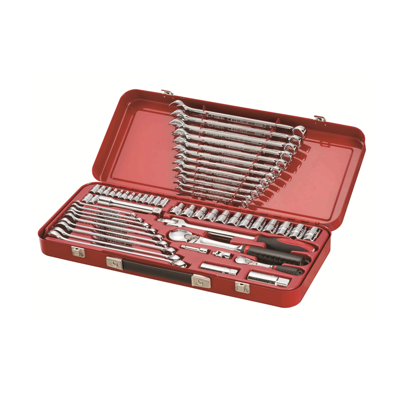 Sidchrome 56 Piece 1/4″ And 1/2″ Metric / AF Drive Socket And Spanner Set