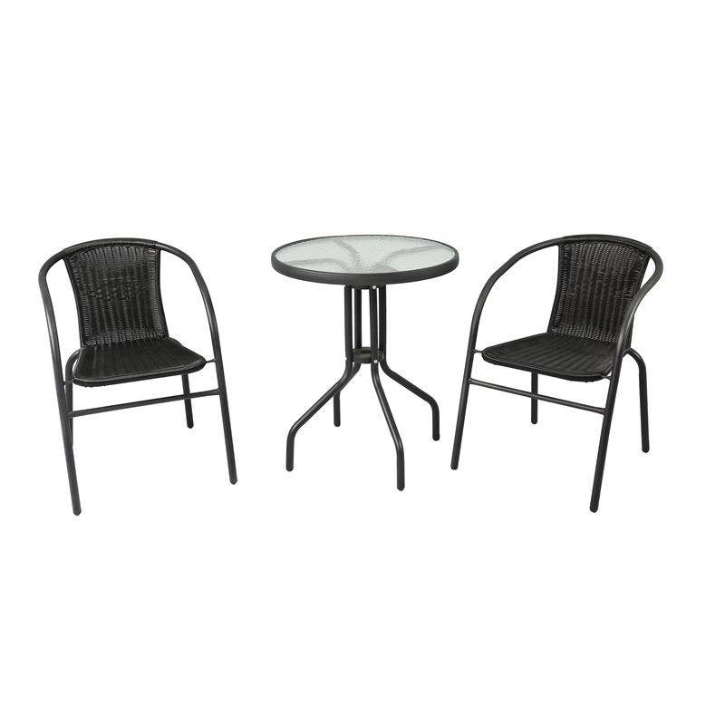 marquee 3 piece black wicker bistro set | bunnings warehouse