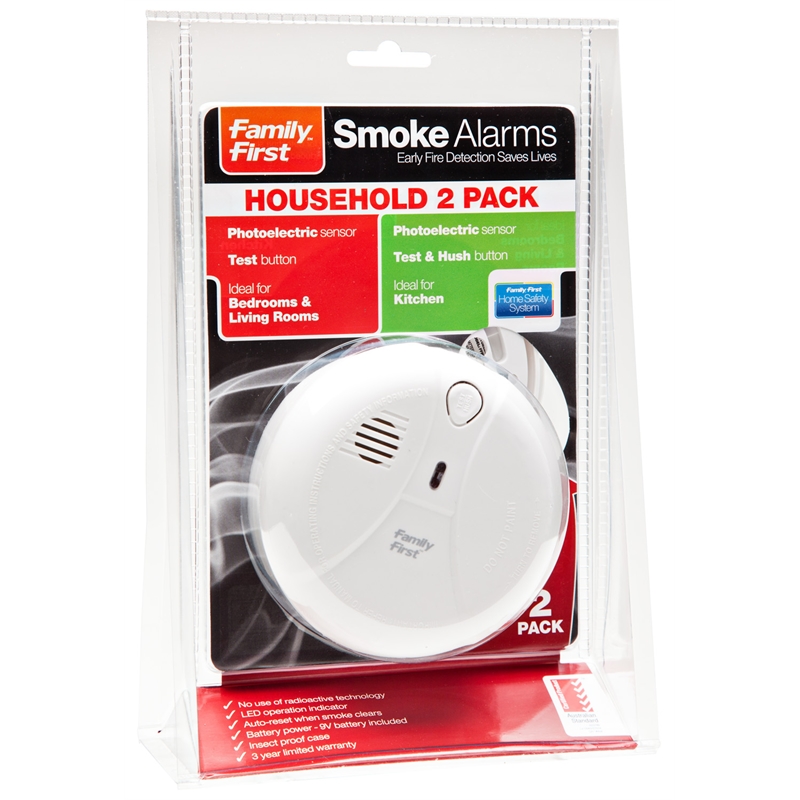 Family First 9V Photoelectric Smoke Alarm With Test & Hush Button 2