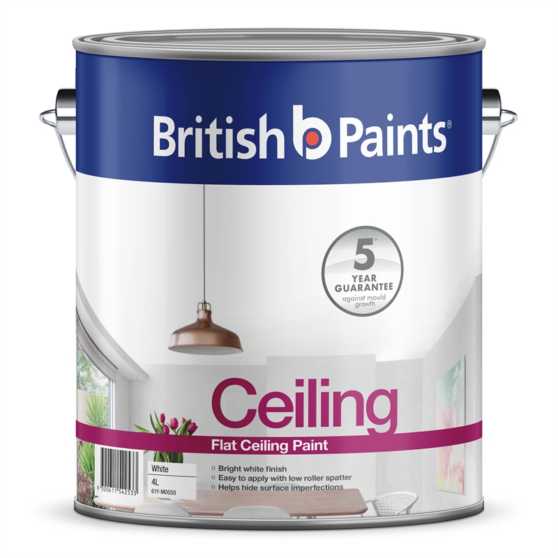 British Paints 4L Flat White Ceiling Paint | Bunnings Warehouse