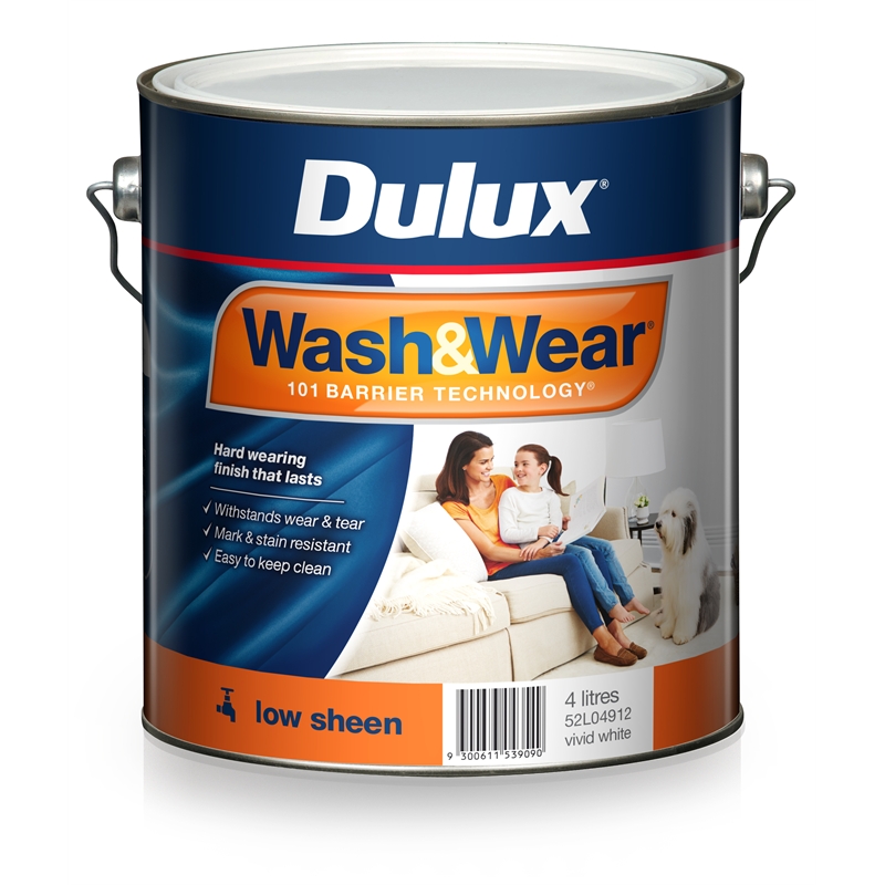 Dulux Wash&Wear 4L Vivid White Low Sheen Paint Bunnings Warehouse