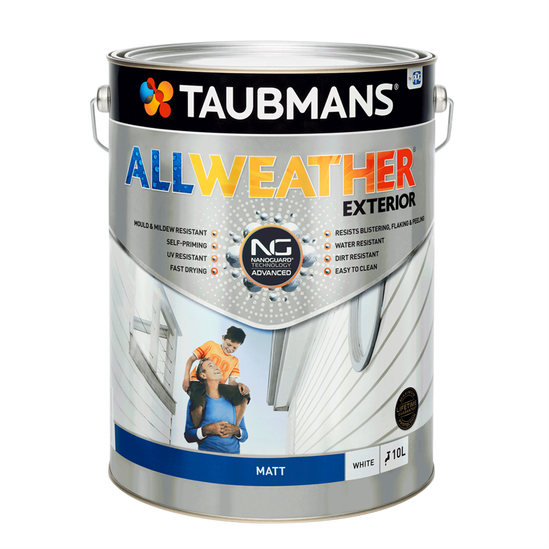 Taubmans All Weather Matt White Exterior Paint - 10L | Bunnings Warehouse