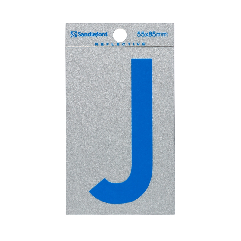 Sandleford 85 x 55mm 'J' Self Adhesive Blue Reflective Letter