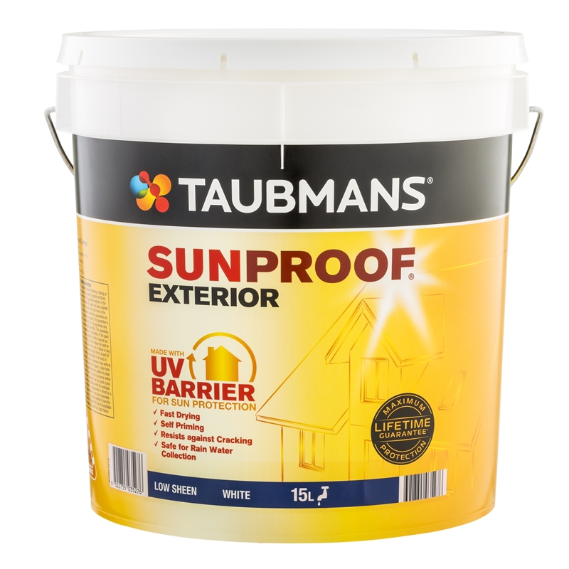 Taubmans 15L White Low Sheen Sunproof Exterior Paint Taubmans 15L White Low Sheen Sunproof Exterior Paint