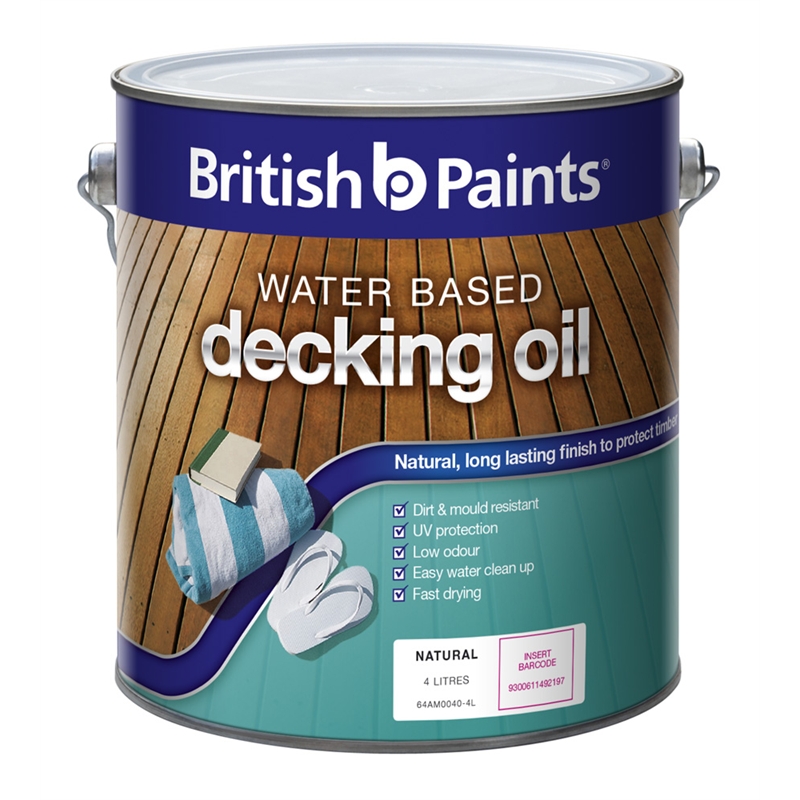 British Paints 4L Water Based Exterior Decking Oil Bunnings Warehouse