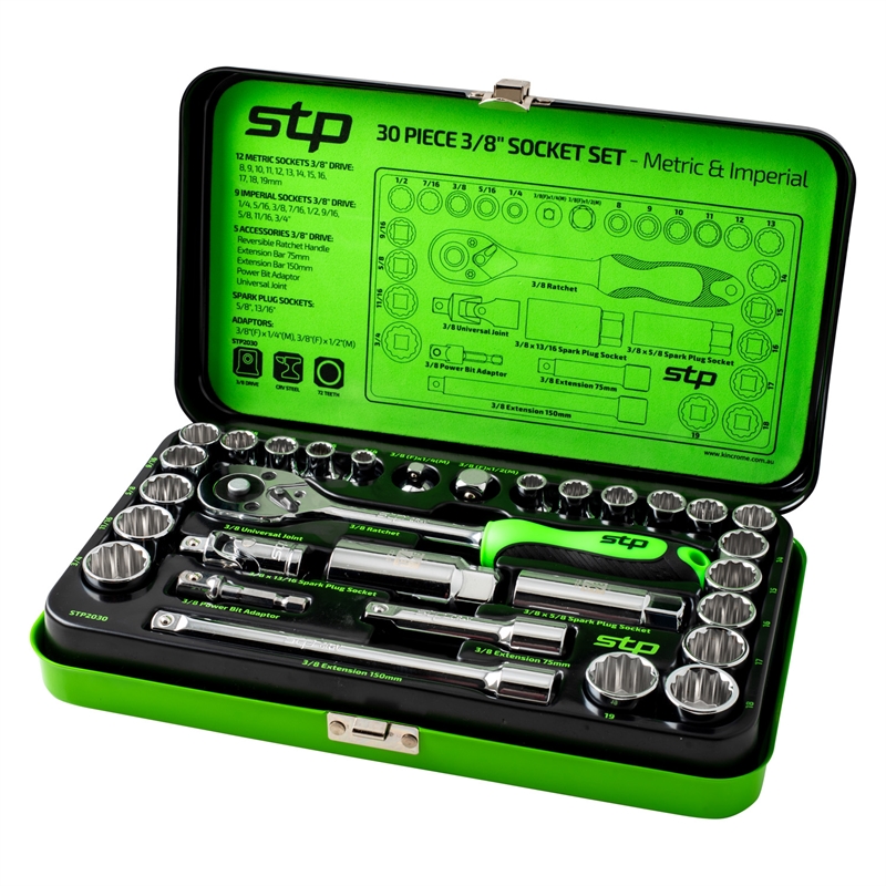 STP 30 Piece 3/8" Drive Socket Set Bunnings Warehouse