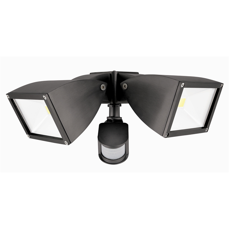 Brilliant Twin 10W Black Aluminium Coastal LED Security Sensor Light