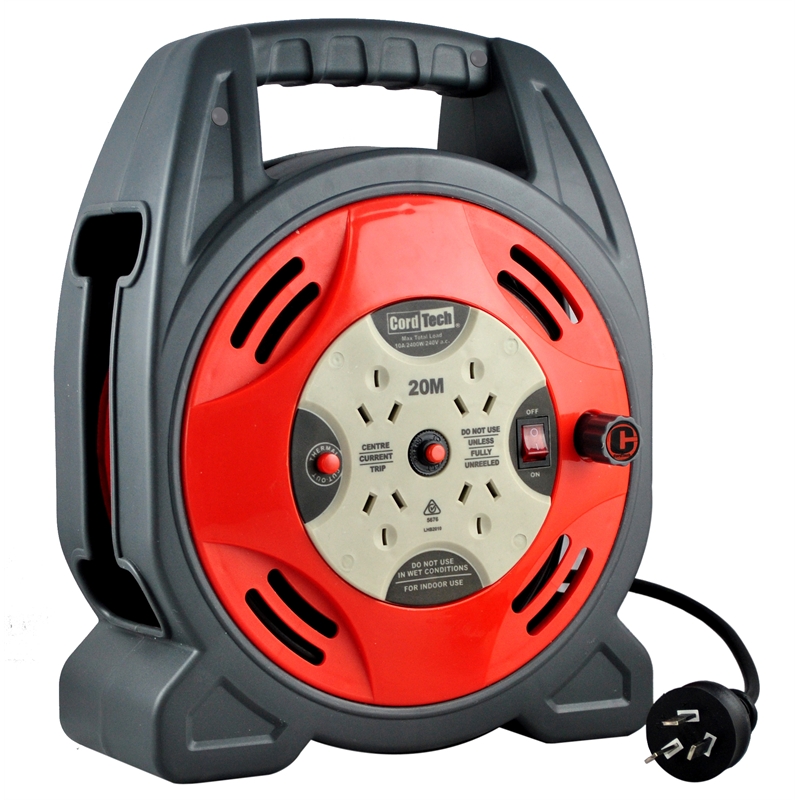 Extension Lead Reel Cord Tech 20m Closed Red I/N 4420259 Bunnings