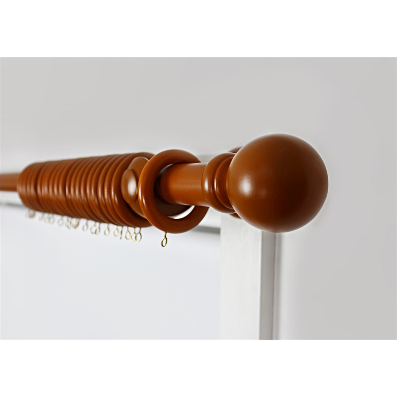 Smart Home Products 210cm x 33mm Teak Wooden Curtain Rod Set